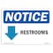 Signmission OSHA Notice Sign, 7" Height, Rigid Plastic, Restroom (Down Arrow) Sign With Symbol, Landscape OS-NS-P-710-L-18094 - alternate 1